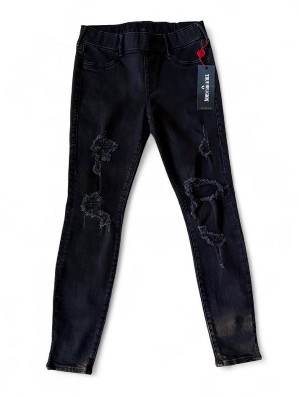 True Religion Black Distressed Skinny Jeans for Women